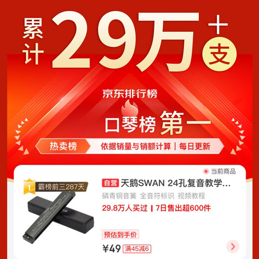 Swan SWAN 24-hole polyphonic harmonica in C key (phoneme marking) black