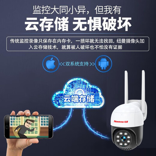 Newman Wireless Home AI Kamera Mobiltelefon Fernbedienungsmonitor 360 Grad No Dead Winkel mit Nachtsicht Panoramabläuf
