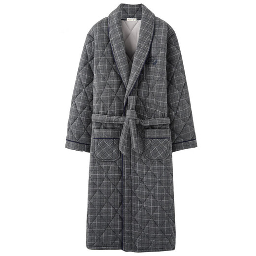Yamulan Winter Baumwollbademäße Bademantel Bademantel Bademantel warme Pyjamas reine Baumwollklemme lange große Größe des Baumwollstils 1047-100% reines Baumwoll in und außerhalb 175 (XL)