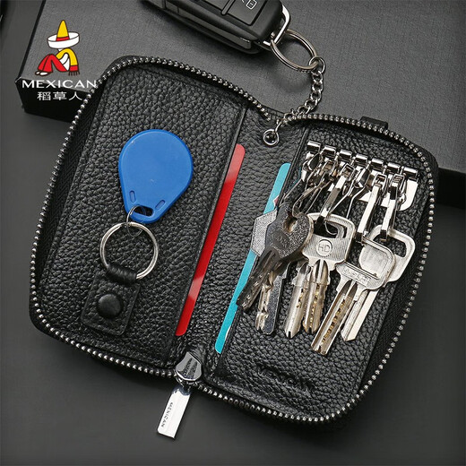 Scarecrow Key Bag Men's Card Holder Two-in-One Large Capacity Cowhide Car Compact Multi-Function Coin Purse 2023 New Black