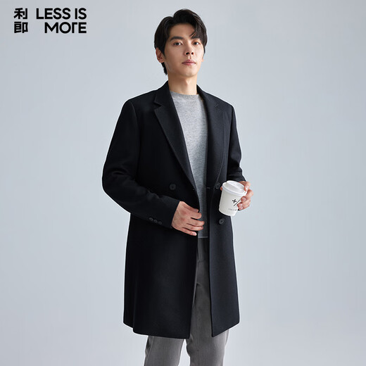 Lilang leichte Mode -Herrenkleidung [Abnehmbar unter dem Strich] Wollmantel Herrenmantel doppelt baced Long warme Wolljacke schwarz 2xl (180)