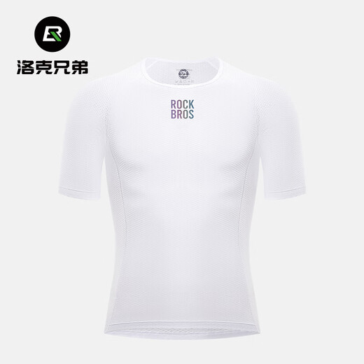 Rock Brothers sweatshirt men's quick-drying breathable short-sleeved top sports bottoming road cycling jersey summer white (XL/XXL)