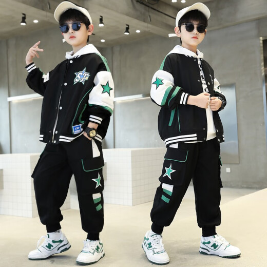 Mipaika cute children's clothing boys' suits spring and autumn 2022 new children's suits for big children Korean baseball uniforms jacket pants boys casual fashionable luck two-piece set 3-15 years old orange size 150 recommended height about 1.4 meters