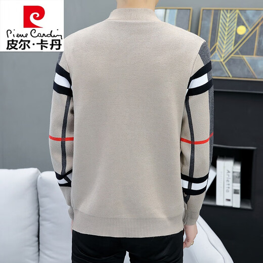 
Pierre cardin high-end wool knitted sweater men high-end fashion brand casual cardigan sweater men spring and autumn thin jacket men khaki XL 120-135Jin [Jin equals 0.5 kg]