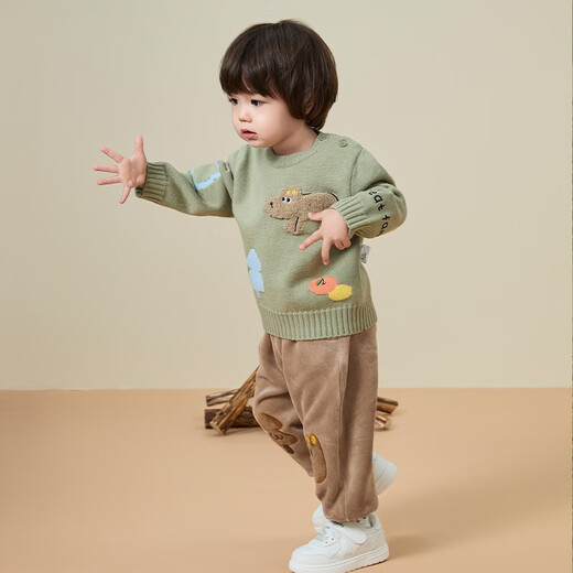 Детский свитер с великолепным семейством 2024 Winter New Boys's Tops Смешанный пуловер-свитер и свитер Leyou Green 100 [3-4 года]