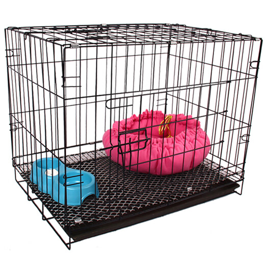 Dog cage, small dog puppy cage, Teddy dog cage with toilet, indoor and outdoor large cat cage, rabbit cage, dog fence, standard 50*35*40 (blue) cage + tray