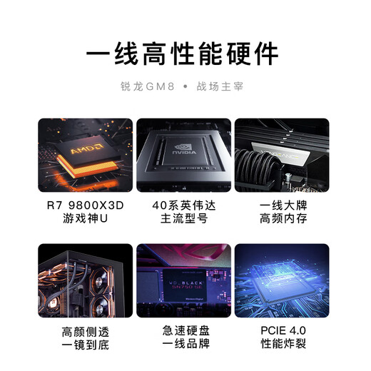 MLOONGAMD Ryzen R7 9800X3D/5070TI/RTX5080/RTX5090D graphics card complete assembly computer desktop game console desktop full set of 1000 frames e-sports Extreme Edition R7 9800X3D/9070XT single host