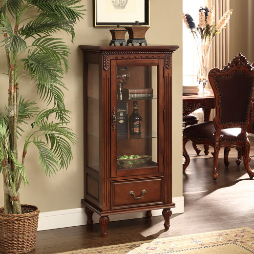 YouFuyin American Singerboard American Solid Wood Gabinete de vino de vidrio Gabinete decorativo Gabinete European Puerta única Gabinete de vino tinto contra la sala de estar 719 Gabinete de vino de puerta izquierda: 60*40*130 Longitud, ancho y altura