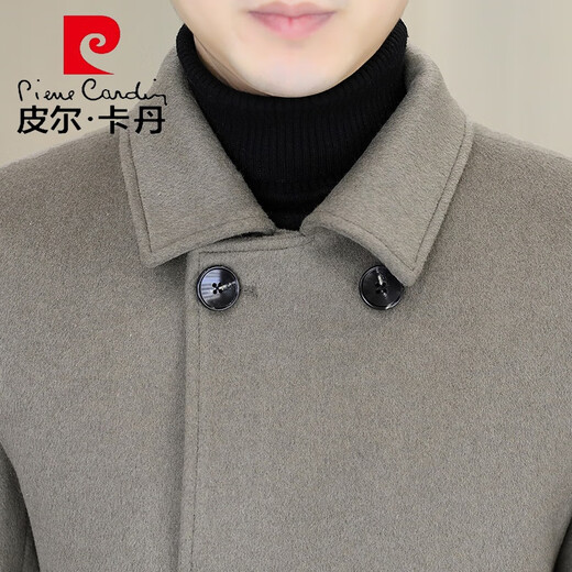 Pierre Cardin en laine en laine pour hommes plus en coton épaissis d'épaissine du manteau en laine à double boutonnage pour la longueur moyenne pour l'automne et l'hiver.