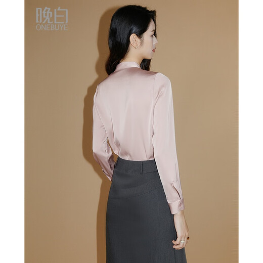 Late white off-size clearance design ruffled shirt for women 2026 spring temperament versatile commuting shirt pink M