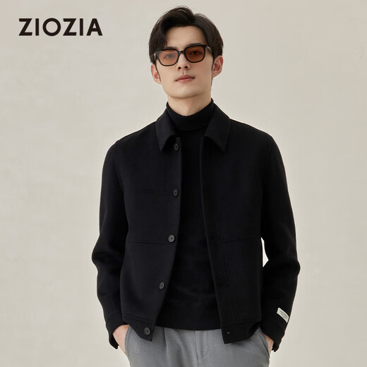 ZIOZIA Double-sided woolen jacket men's autumn wool urban texture top ZJJC4259B Black 100/175/96A