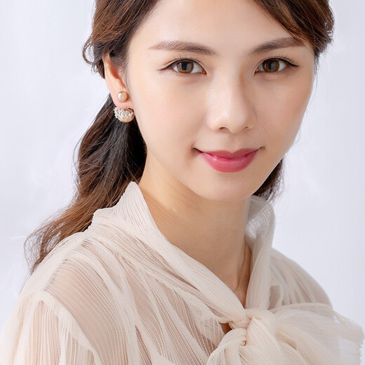 Qlady women's double-sided earrings 925 silver pearl earrings for female students, Korean style temperament, Korean personality, simple and sweet earrings, female fashion internet celebrities, the same decorative earrings, crown style - champagne gold