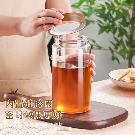 Baijie sealed jar glass bottle food grade honey jar coffee tea jar dry goods storage bottle spice storage box 1300ml