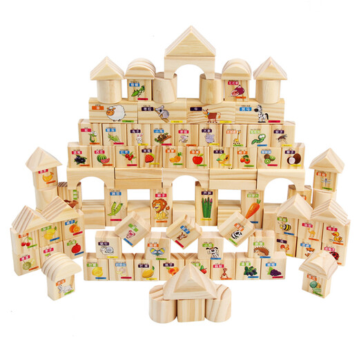 Sangetian (Sangty) Kinderbausteine ​​intellektuelle Puzzle -Form -Bausteine ​​zusammengebaut Spielzeug 100 Spielzeug für kleine Kinder, Jungen und Mädchen (2909) 100 Gemüse, Obst und Tiere Bausteine