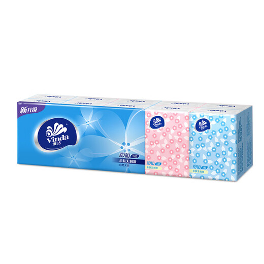 Vinda handkerchief paper portable small pack of paper towels thin tough handkerchief napkin toilet paper 3 layers 8 pieces * 10 packs