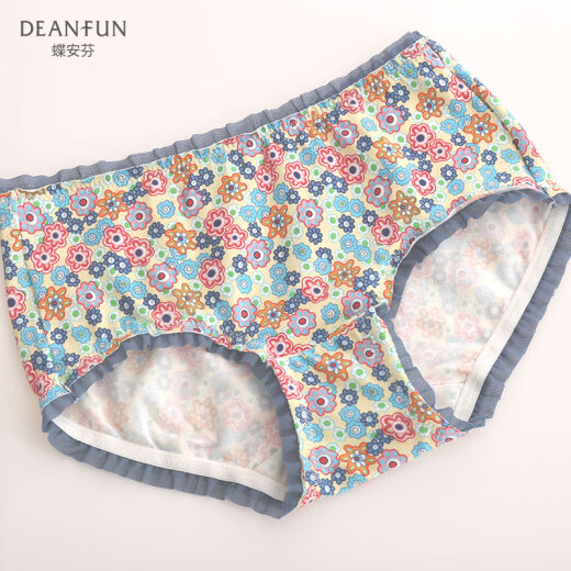 Deanfun women's underwear 4 pairs of mid-waist printed seamless mesh edge cotton women's boxer briefs gift box size L