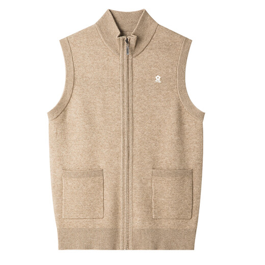 MONTAGUT Autumn and Winter Wool Vest Casual Zipper Cardigan Warm and Thickened Young and Middle-aged Daddy's Solid Color Vest Jacket ZYR9901 Burgundy 170/L Recommended 115-130Jin [Jin equals 0.5 kg]