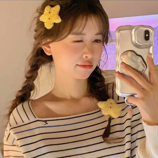Soft cute star chubby yellow five-pointed star plush hairpin girl hairpin cute hair accessories dopamine jewelry soft cute star 1 pack
