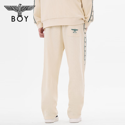 BOY LONDON男女同款长裤logo印花学院风卡其色阔腿裤N15053 卡其色 M