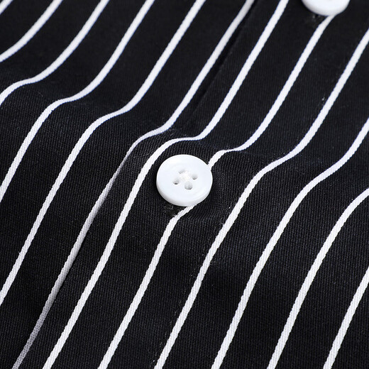 Camisa Woodpecker (TUCANO) para hombre, camisa con solapa informal de negocios para las cuatro estaciones, camisa a rayas, tops versátiles, rayas blancas y negras para hombre 2XL