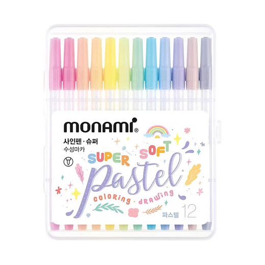 慕那美（monami）Super Pastel水性笔水彩笔勾线笔学生画画练习手账涂色笔0.7 24色套装04045Z24
