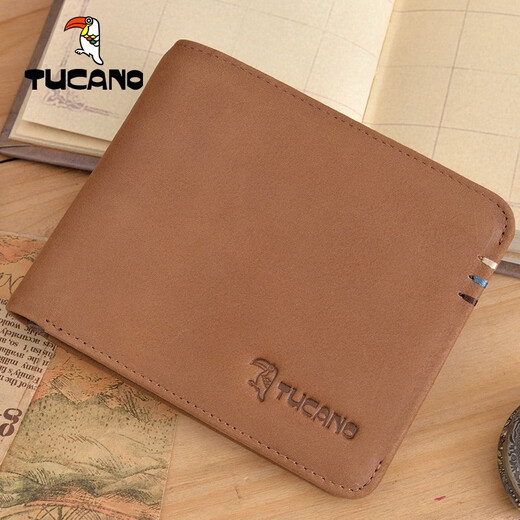 Woodpecker Men's Wallet 2024 Nouveau portefeuille en cuir authentique Couche de tête Cowhide Retro âgé de portefeuille en cuir givré court brun clair