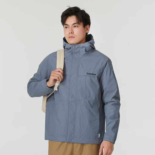 添柏岚（Timberland）官方外套男 春秋轻便防风防水连帽外套户外休闲运动服登山冲锋衣 A695W073/中蓝色 (晒图退10) XS (165/80A)