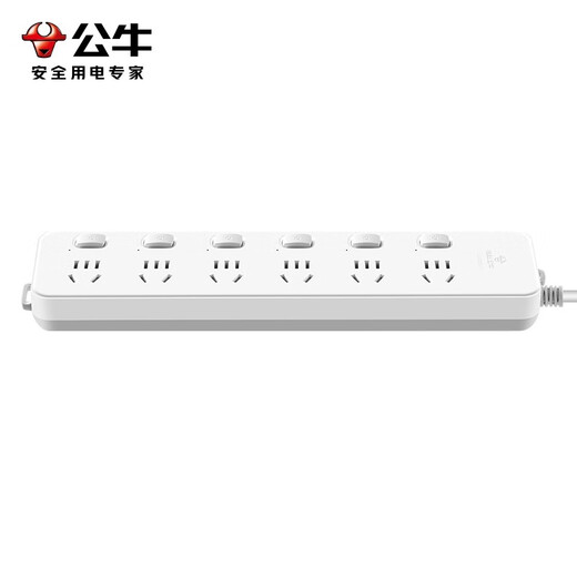 Bull (BULL) new national standard socket strip plug-in strip plug-in strip strip drag strip plug-in board 6-position sub-control super power protection GN-313 six-position sub-control - 3 meters