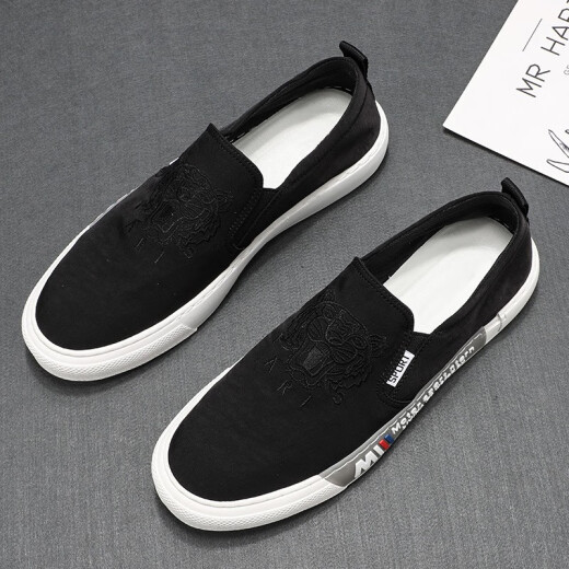 
Monide luxury high-end brand canvas shoes for men with one foot lazy shoes versatile breathable cloth shoes loafer shoes men's trendy shoes white 41