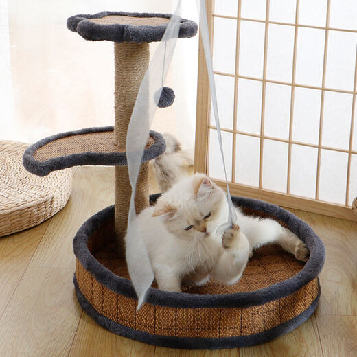 Naughty Cat Climbing Frame Cat Climbing Frame Cat Climbing Frames in One Sword and Cat Tree Wear-resistant Cat Climbing Board Jumping Toys Cat Products Cat Climbing Sage Pillar Wicker Gray Cat Climbing Frame