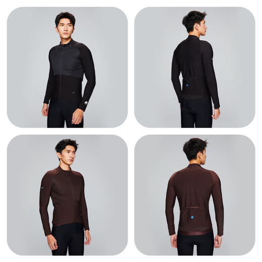 Jieku Autumn and Winter ELITE WIND Men's Fleece Cycling Jersey Outdoor Windproof and Warm 5 Cycling Top Black L