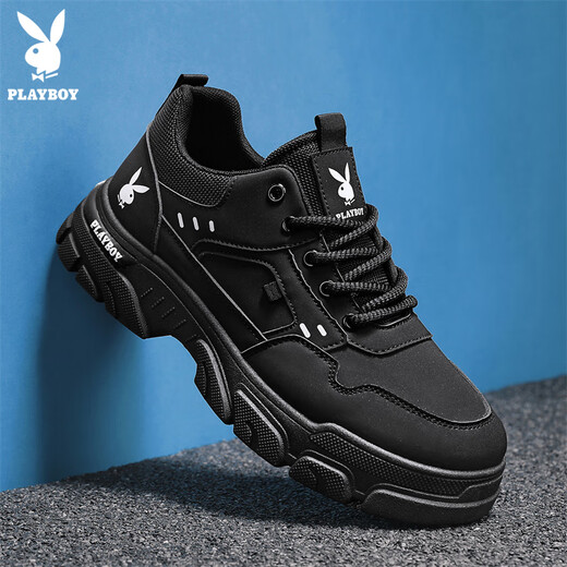 Playboy (Playboy) Chaussures masculines 2025 Chaussures d'été pour hommes Chaussures de travail décontracté pour hommes Bottes Martin à la mode à la mode noir 41