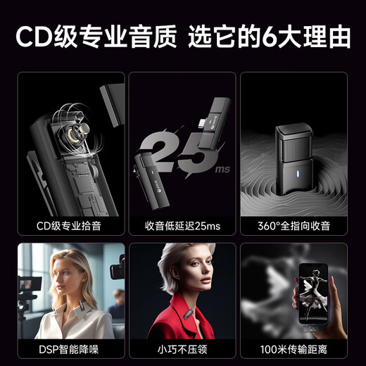 National karaoke wireless microphone, one-to-one wireless lavalier microphone, mobile phone camera interview vlog outdoor live recording radio microphone speaker MC13 Lightning port - black