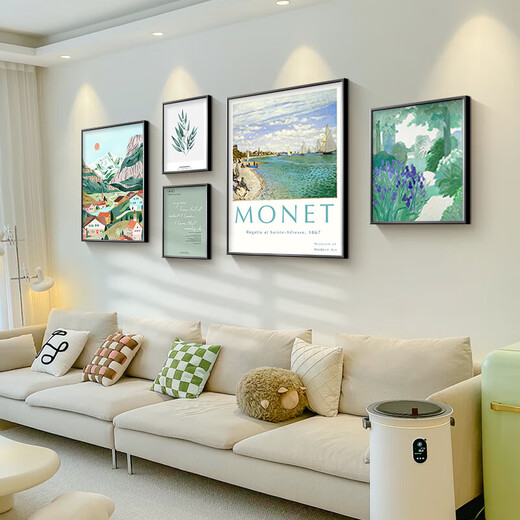 Long time no see Nordic style living room decoration painting niche art hanging painting green retro sofa background wall mural