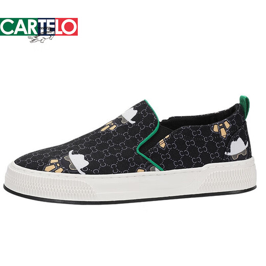 Cartelo -Leinwandschuhe Herrenbrettschuhe atmungsaktive faule Schuhe Herrenschuhe Frühling Trendy Schuhe Bohnen Schuhe lässige gedruckte Slipper 9280 41