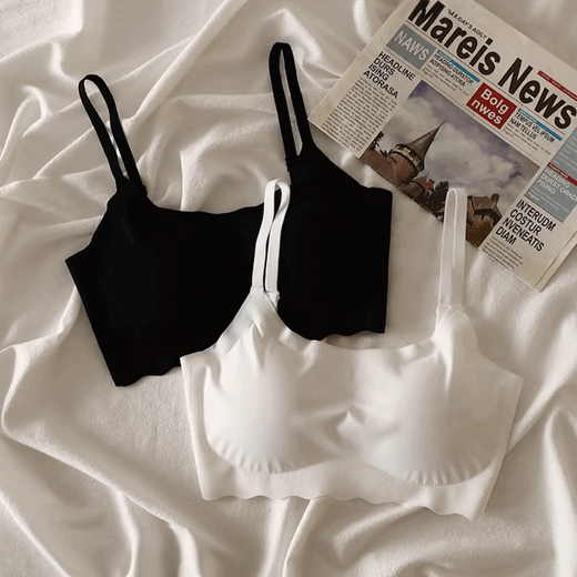 
Miaoyi Jia Bing Silk Underwear Women's Wireless Bra Bra Summer Thin Style Junior High School Underwear Girls Showing Small Breasted Chest in Summer Solid Color Wavy Ed Silk Underwear [White + Gray] 2 strips M [85-110Jin [Jin equals 0.5 kg]]