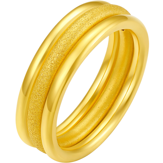 Saturday Fortune Gold Ring Women's Three Lives Three Worlds 3D Hard Gold Stackable Women's Ring Pricing No. 11 Smooth Surface, About 0.73g