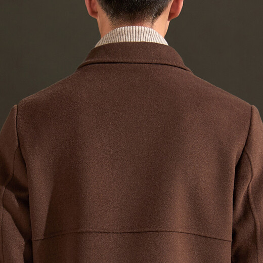 ANTONIO [Customized doppelseitig] Neue Herbst- und Winter-Revers-Wolljacke für Herrengeschäft, die kurze einbrustige Jacke Camel 52 (180/96A) pendelt.