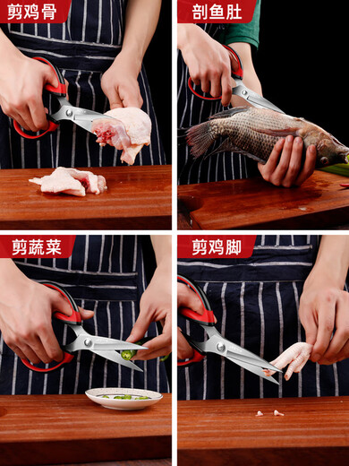 Eighteen Kitchen Scissors Household Stainless Steel Fish Killing Scissors Barbecue Scissors Chicken Bone Scissors Multifunctional Food Scissors Small Kitchen Scissors