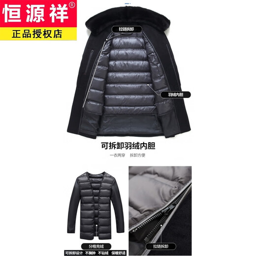 Hengyuanxiang Herren Wollmantel Herbst und Winter verdickte Jacke mittlere und ältere Jacke Windbreaker Herrenkleidung Langstil/versteckt Blau [Fox-Pelzkragen] 5xl 200 Größe (geeignet für 200 Jin [Jin gleich 0,5 kg] -230 Jin [Jin Equals 0,5 kg]])