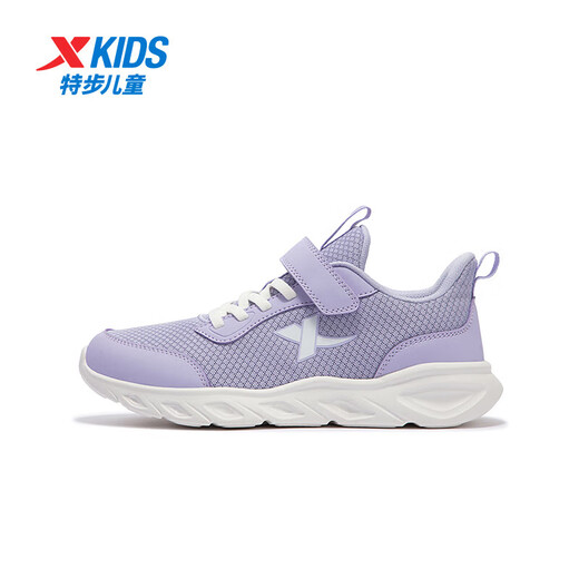XTEP (XTEP) Kinderschuhe für Mädchen Mesh obere Basis weiche Sport -Laufschuhe Schneeviolette Größe 34