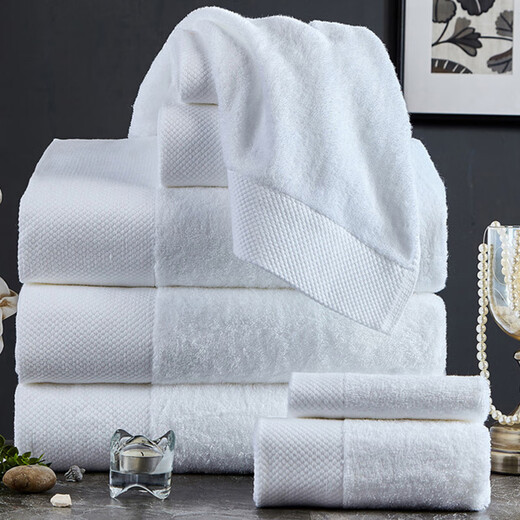 Hotel hotel beauty foot bath club pure white thickened water-absorbent adult large towel white bath towel 600g 32 strands thick 70*140cm