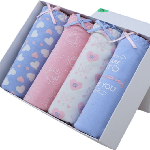Die Anfen 4-pair underwear for women, cotton sweet women, high waist belly-closing lace shorts, women's 13118 4883A variety of multi-color heart combinations L (1 foot 9-2 foot 2)