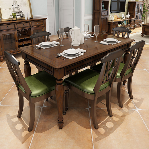 Kafanluo American country solid wood dining table restaurant dining table retro small apartment dining table and chair combination ash wood single sideboard all solid wood