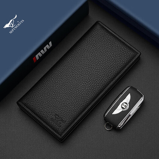 Septwolves wallet men's long card holder genuine leather handbag practical birthday anniversary gift for dad, elders, boyfriend and husband