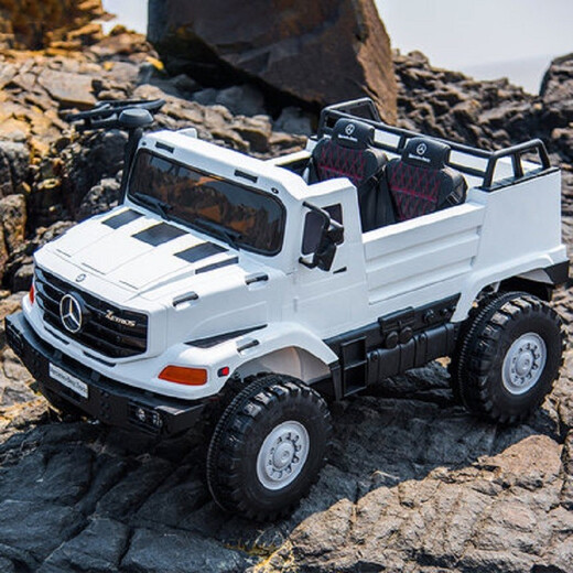 Navo Mercedes-Benz Children's Offroad Fernbedienung Doppelsitz Vierrad, super große Jungen und Frauen Kinder, Kinder mit Allrad-Lastwagen können für Erwachsene sitzen. Lackiert rot + Allradantrieb + weicher Lederstuhl + Vollfunktion + Aufbewahrung