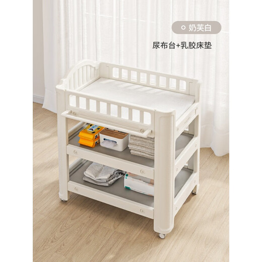 贝比维娃babyviva婴儿尿布台宝宝抚触护理台婴儿床可移动新生儿洗浴喂养台收纳柜 尿布台+垫+枕+6个收纳+3个挂盒