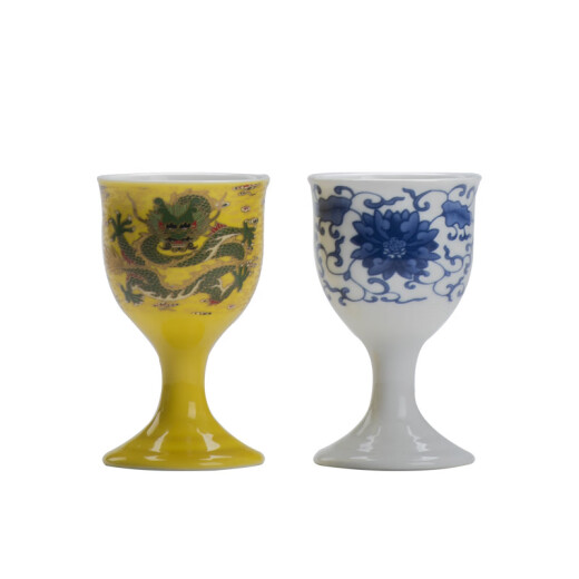 Huixiang Ceramic One or Two White Wine Glass Set Household Single Spirit Cup Chinese Style Ancient Style 50ml Small Wine Cup Wedding Wealth and Fortune Blossoms (50ml)