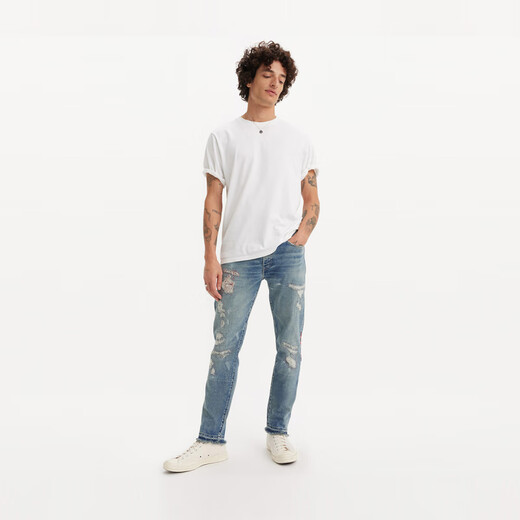 Levi's李维斯匠心丹宁日本制男士512锥形美式复古浅蓝色牛仔长裤 中蓝色 32 32