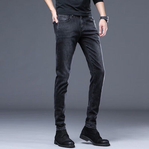 Jeep Spirit Jeep Jeep Herren 2025 Frühlings- und Sommer Neues lässige Trendy All-Match Slim Feet Hosen dehnen lange Hosen 1048 Black 32
